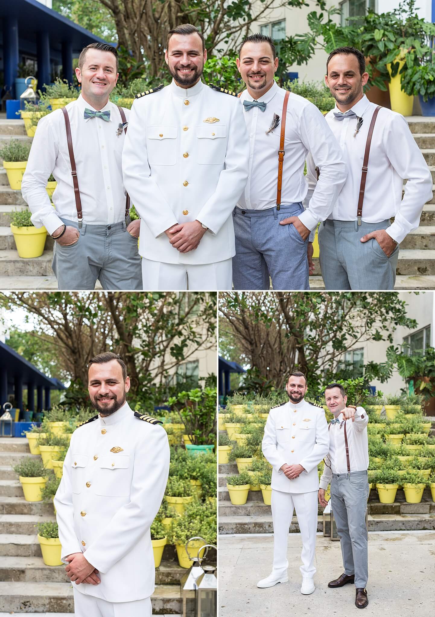 Groom & Groomsmen Formal Portraits at Wedding in South Beach | Photo By White House Wedding pHotography