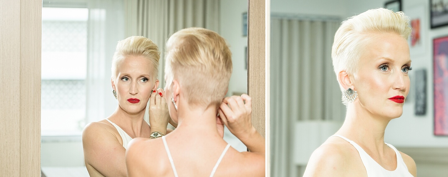 Bride Putting on Her Earrings | Wedding South Beach by White House Wedding Photography