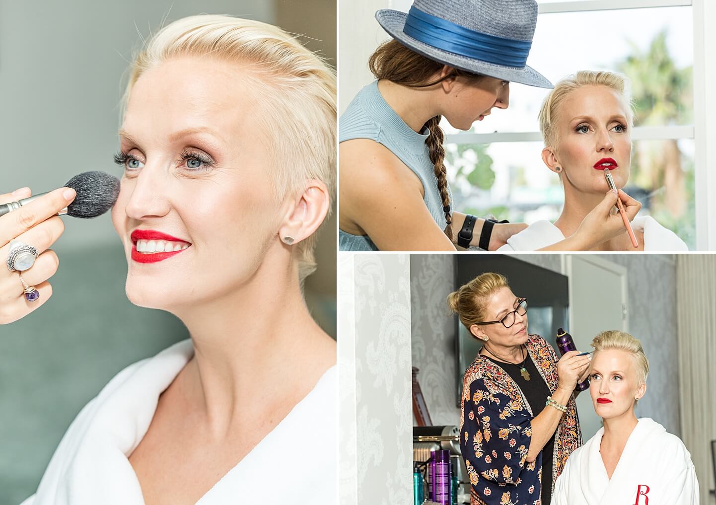 Bride Getting Makeup & Hair Done | Wedding South Beach by White House Wedding Photography
