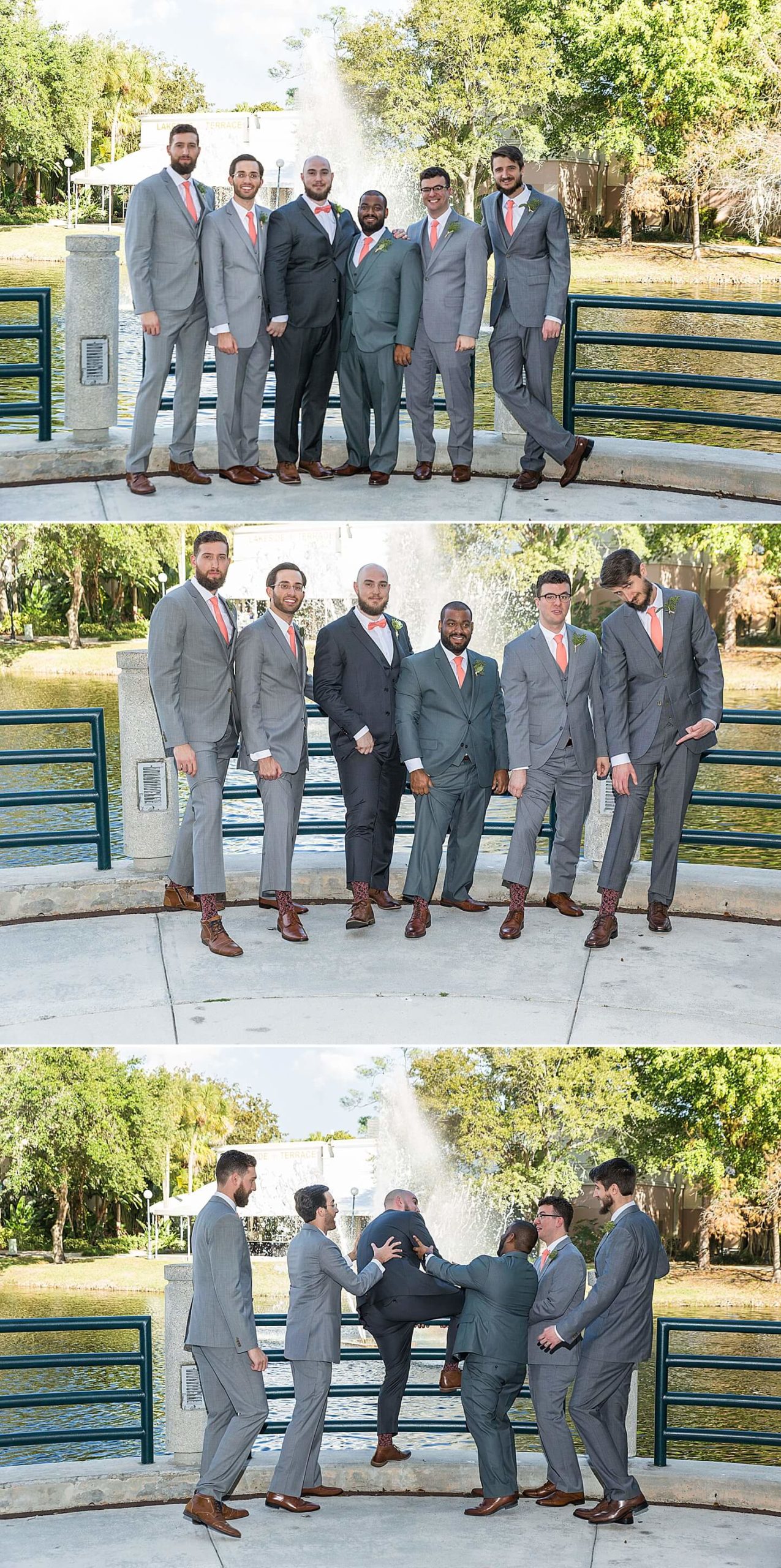 Photo collage of groom & groomsmen at Lakeside Terrace in Boca Raton | Photo by Boca Wedding Photographer