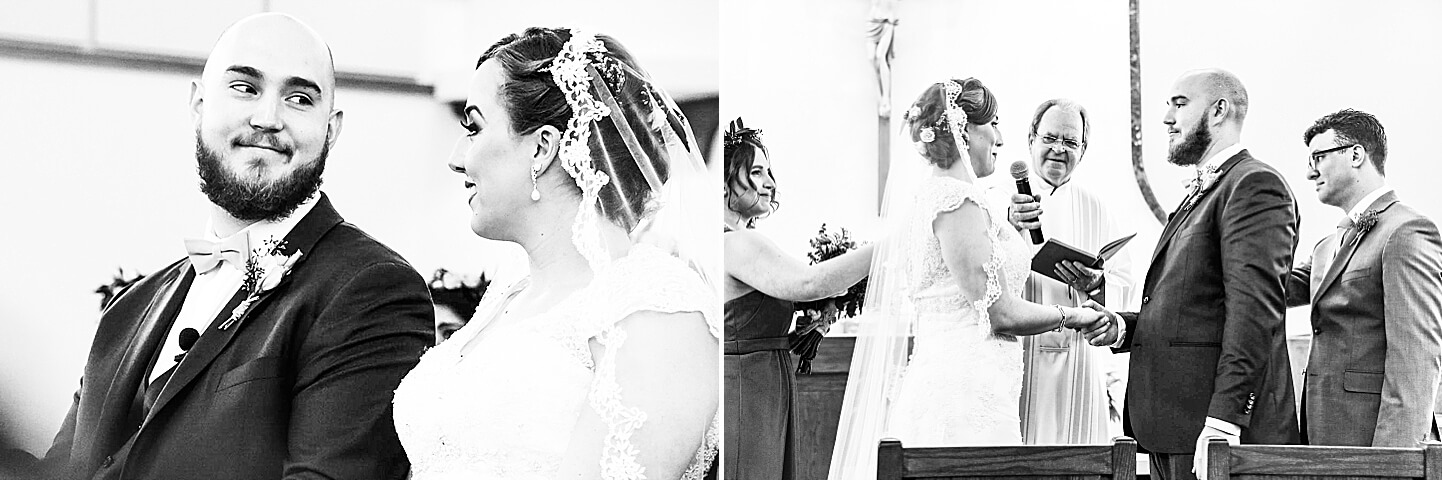 Black & White photo of catholic wedding ceremony in Boca Raton | By Baca Raton Wedding Photographer | White House Wedding Photography