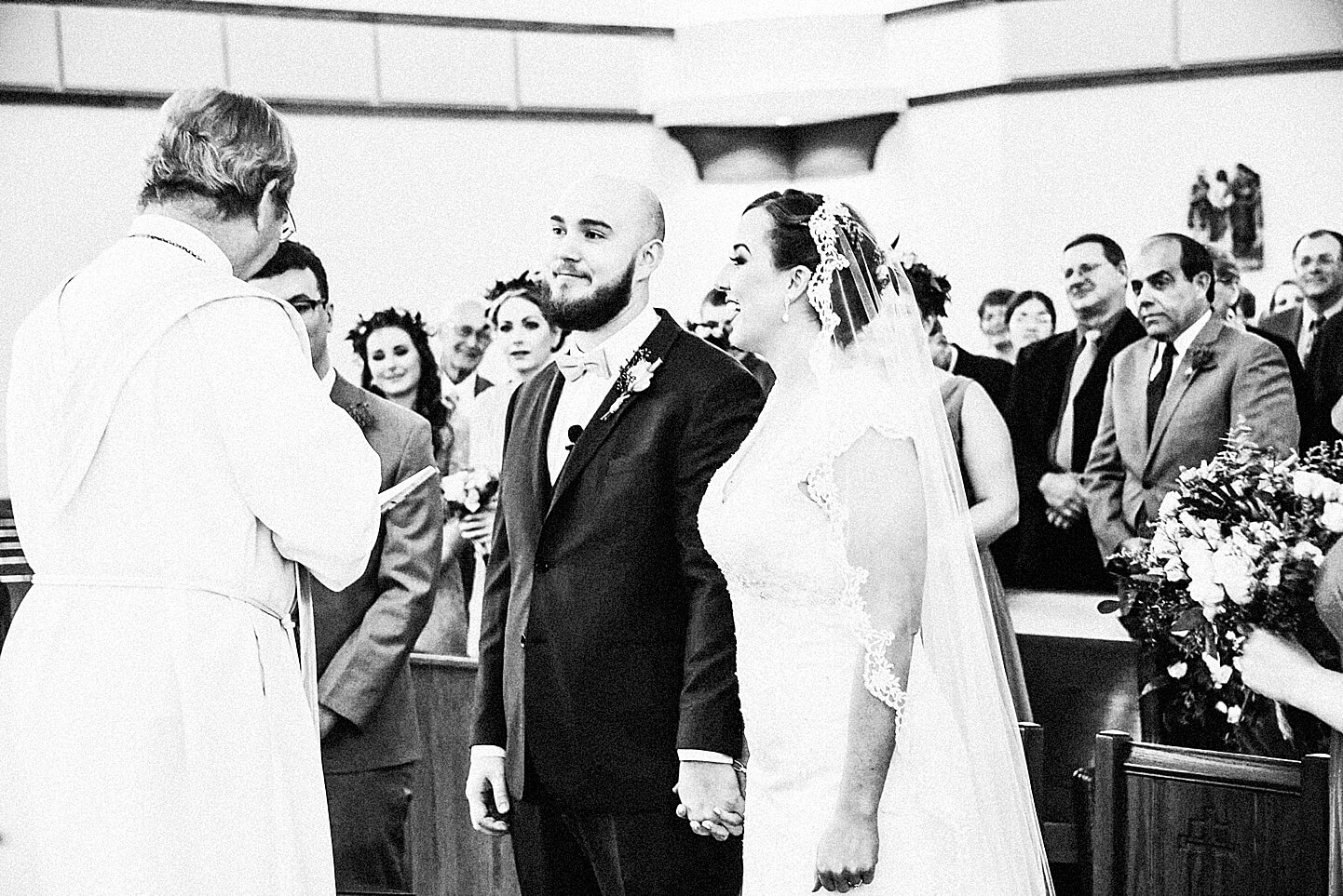 Black & White photo of catholic wedding ceremony in Boca Raton | By Baca Raton Wedding Photographer | White House Wedding Photography