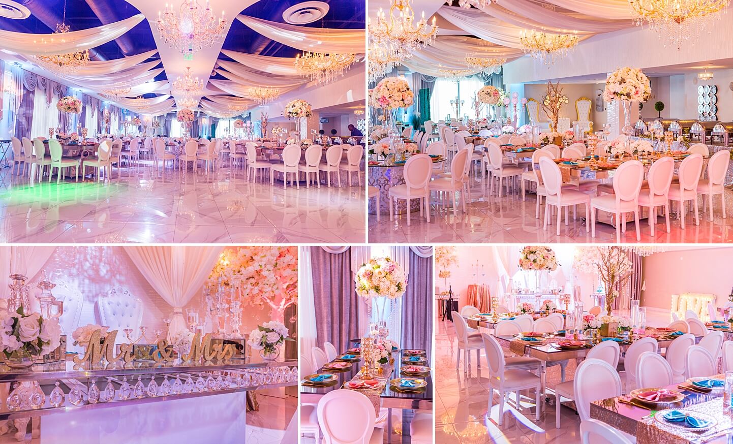 Photo collage of venue decor for Fort Lauderdale wedding | White House Wedding Photography