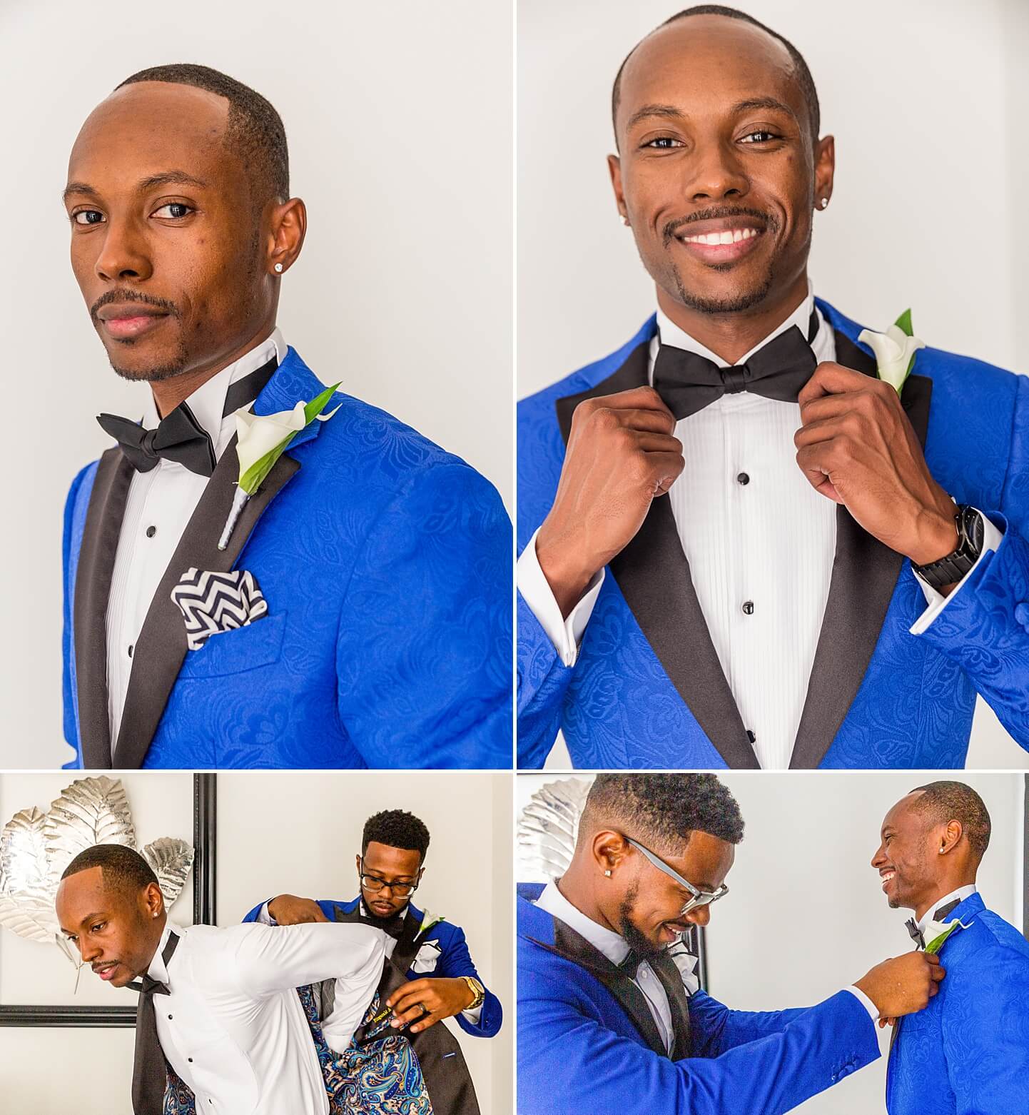 Photo collage of groom getting ready for his Fort Lauderdale wedding | White House Wedding Photography