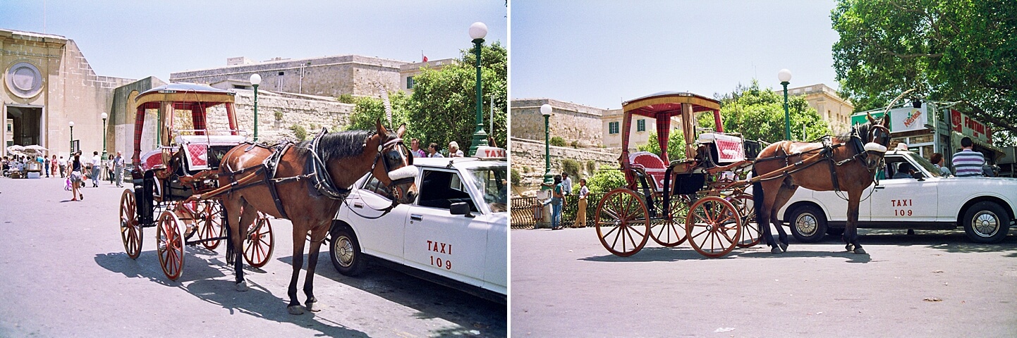 Photo collage of horse drawn carriage in Valletta, Malta by Wedding Photographer Antonio Crutchley | White House Wedding Photography