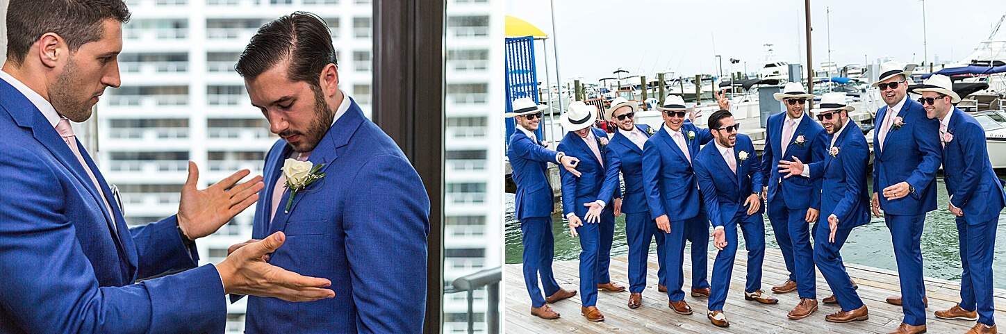 Fun photo collage of groom with his groomsmen & groomsman | By Miami Wedding Photographer | White House Wedding Photography