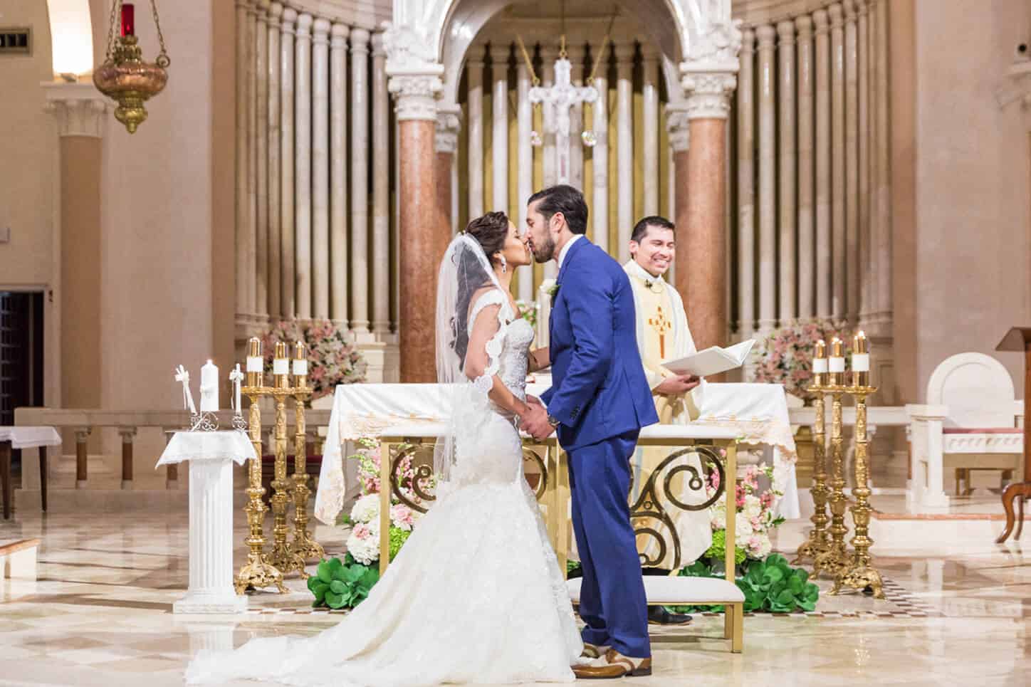 Newlywed First Kiss at Miami Beach St. Patrick Catholic Church | by Miami Beach Photographer