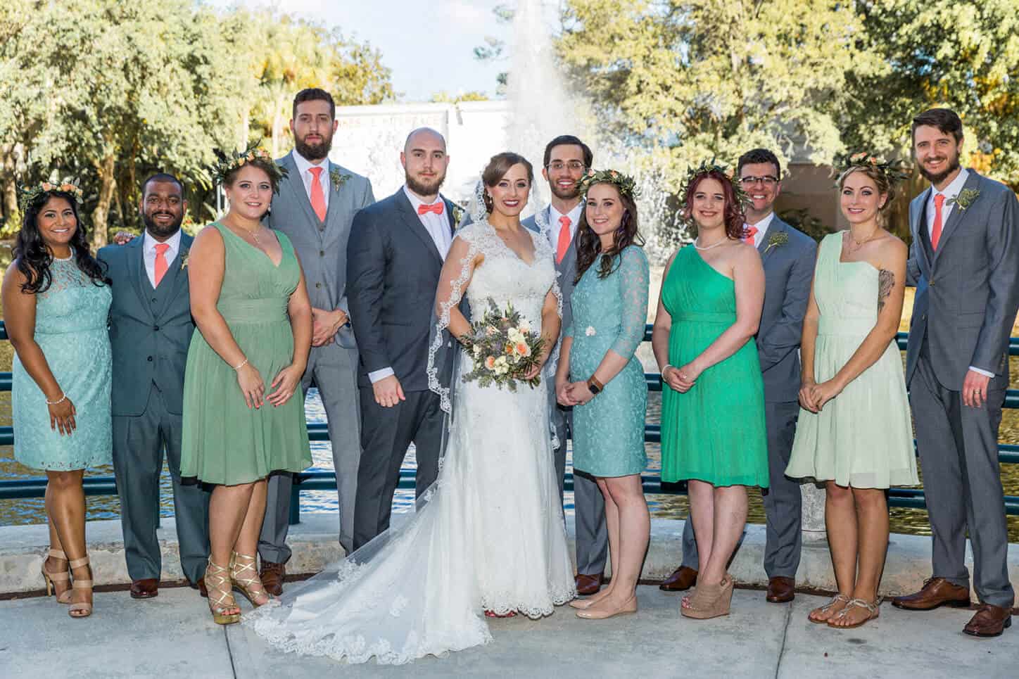 Wedding Party Photo of the Bide and Groom and all their attendants