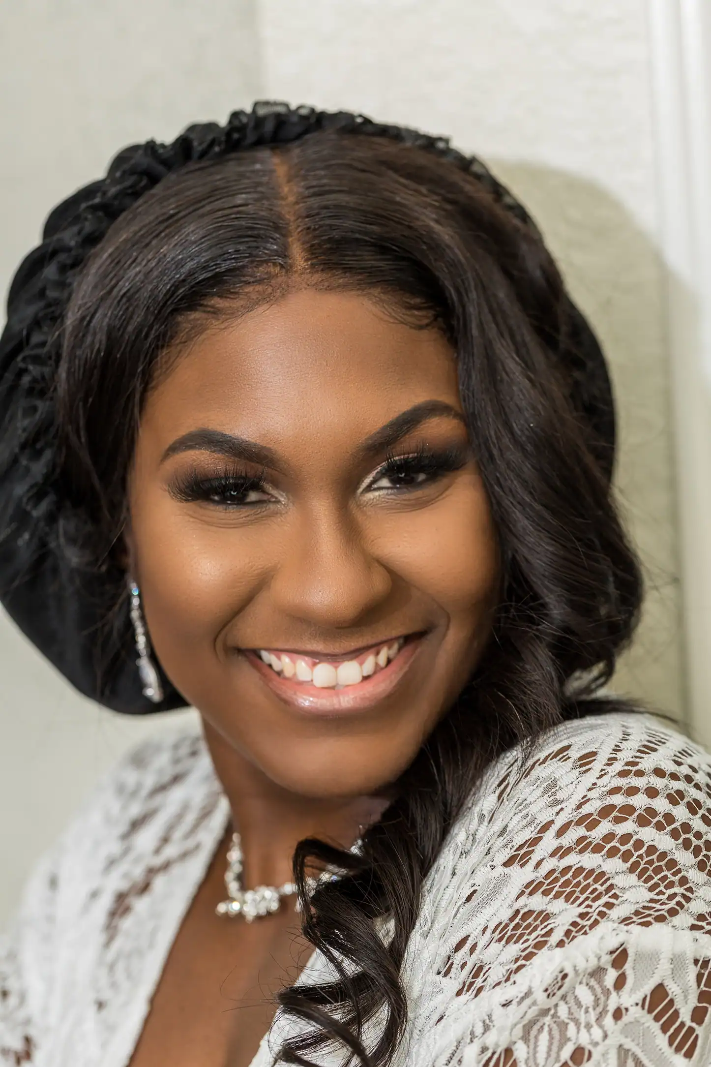 Bride getting ready portrait at Residence Inn by Marriott Fort Lauderdale for her Bamboo Gallery wedding.