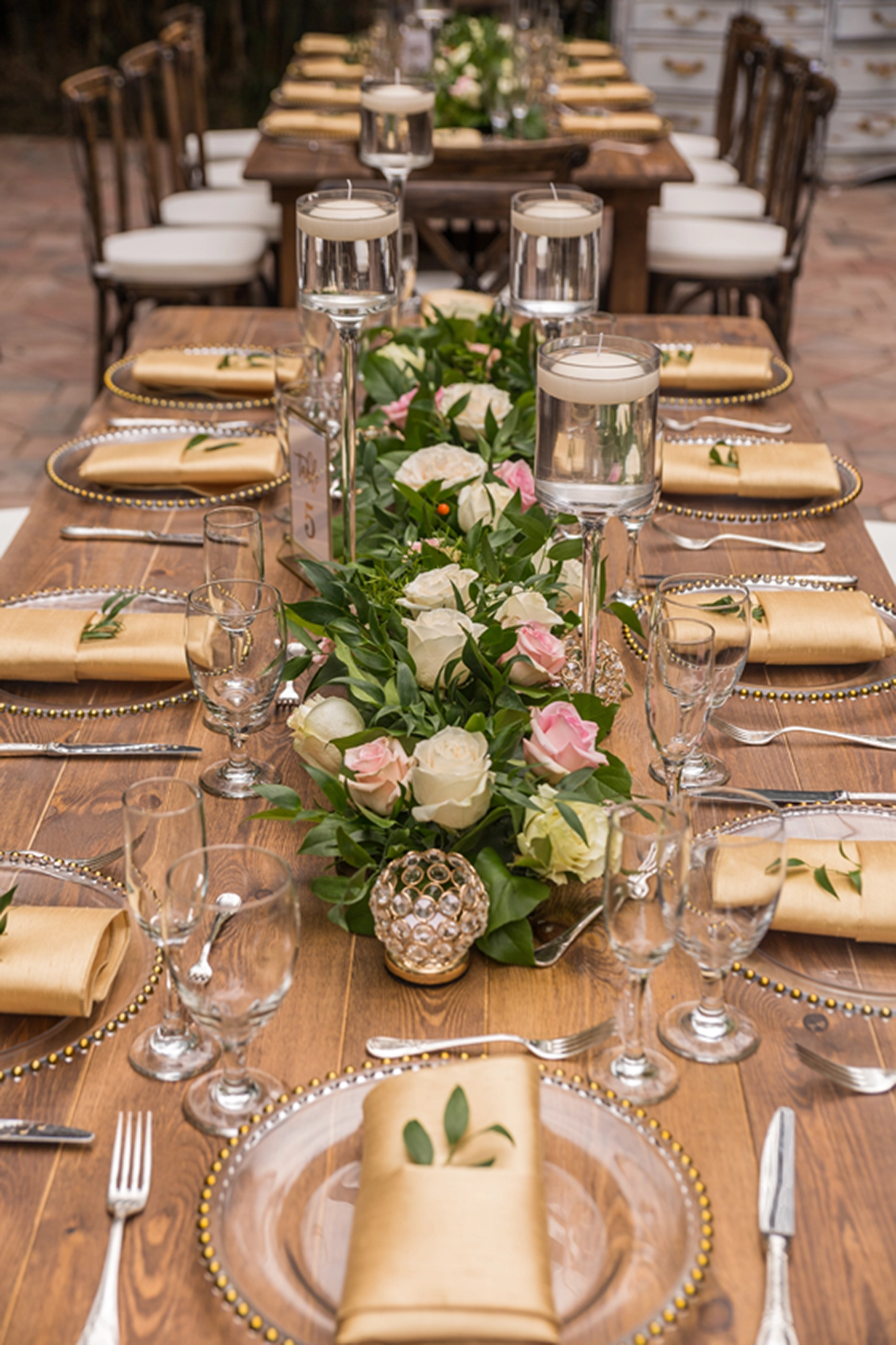 Close-up of an elegant tablescape at a Bamboo Gallery wedding venue in Davie, Florida